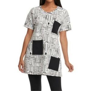 COMPLI K House Print Tunic In Black And White‎
